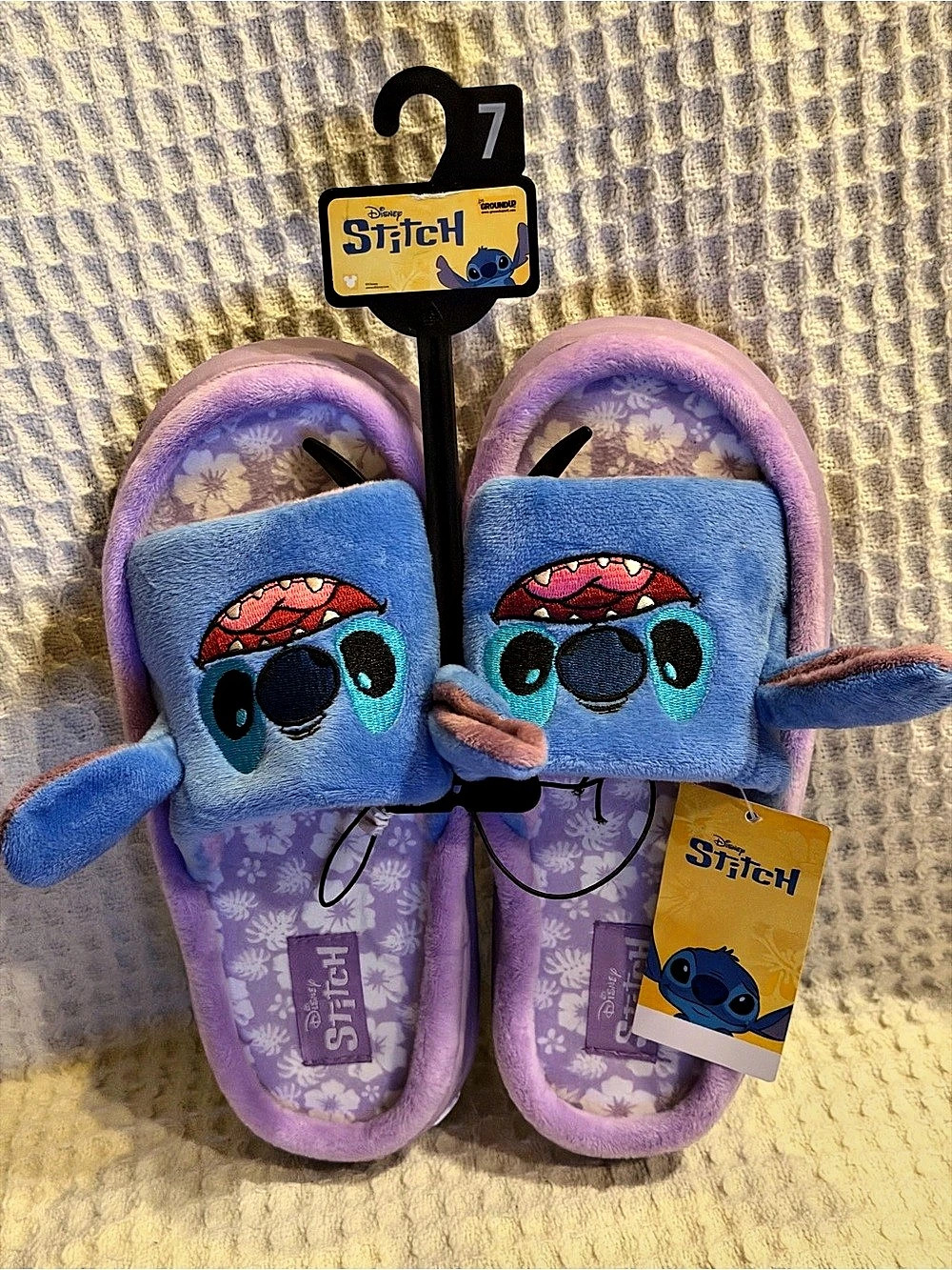 Disney Stitch Girls Slippers Purple & Blue Size 7 NWT